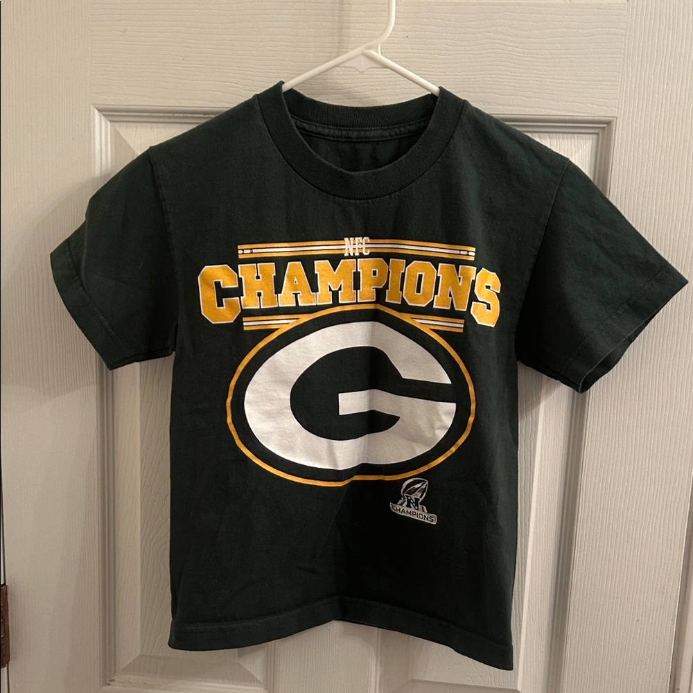 Green Bay Packers NFC Champions Youth T-Shirt Green Heavy Cotton ~Sz M (Read)